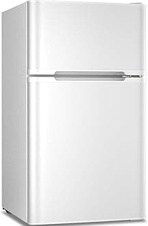 Antarctic Star Compact Refrigerator,3.2 Cu.Ft. Mini Separate Freezer Double 2-Door,Adjustable Removable Shelves for Basement,Apartment,Dorm,Office,WHITE