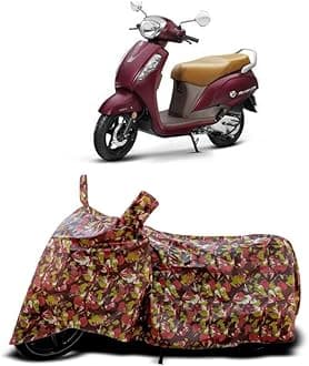 DUFFEL-Two Wheeler Bike Body Cover Compatible for Suzuki Bs6 Access 125 Heat Protectio/UV-Rays/Birds Dropping/DustProof/Waterproof Indoor Outdoor and Parking Full Body Protection All Variants [RMJ]