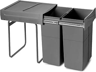 Recycling container for the kitchen, floor mounting and hand extension, 2 x 25 l, plastic anthracite grey