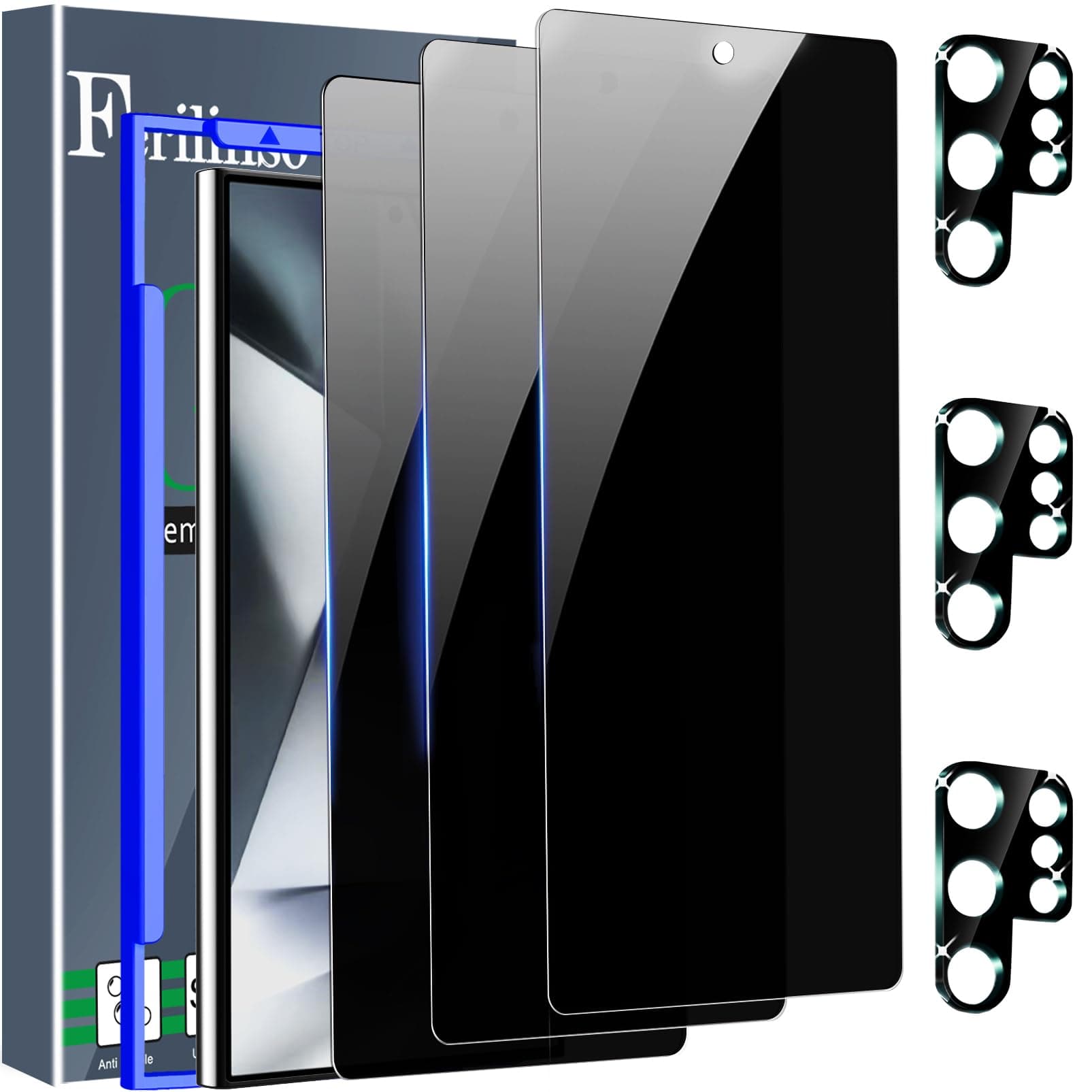 4 Pack Privacy Screen Protector for Samsung Galaxy S24 Ultra with 4 Pack Camera Lens Protector Tempered Glass for Phone Case Protective Accessories