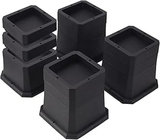 BTSD-home Bed Risers 2, 3 or 4 Inch Heavy Duty Furniture Risers Adjustable Dorm Bed Lifts Risers Table Desks Legs Blocks 4 Pack Black