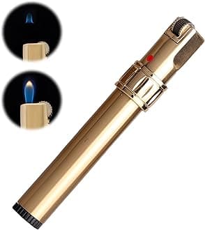 Atlodas Ghost Lighter, Adjustable Jet Flame Butane Lighter for Grill BBQ Candle Camping (Gold)