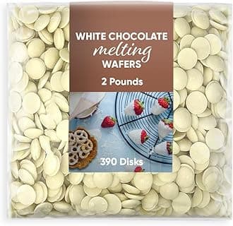 Melting Chocolate Candy Melts 2 Pounds approx 390 - White Chocolate Melting Wafers - Chocolate Candy Melts Perfect for Baking, Dipping, and Chocolate Fountain - White Chocolate Discs for Candy Making and Melting in a Chocolate Fountain Chocolate Melts