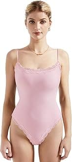 Women Square Neck Lace Bodysuit Sleeveless Spaghetti Strap Tank Top