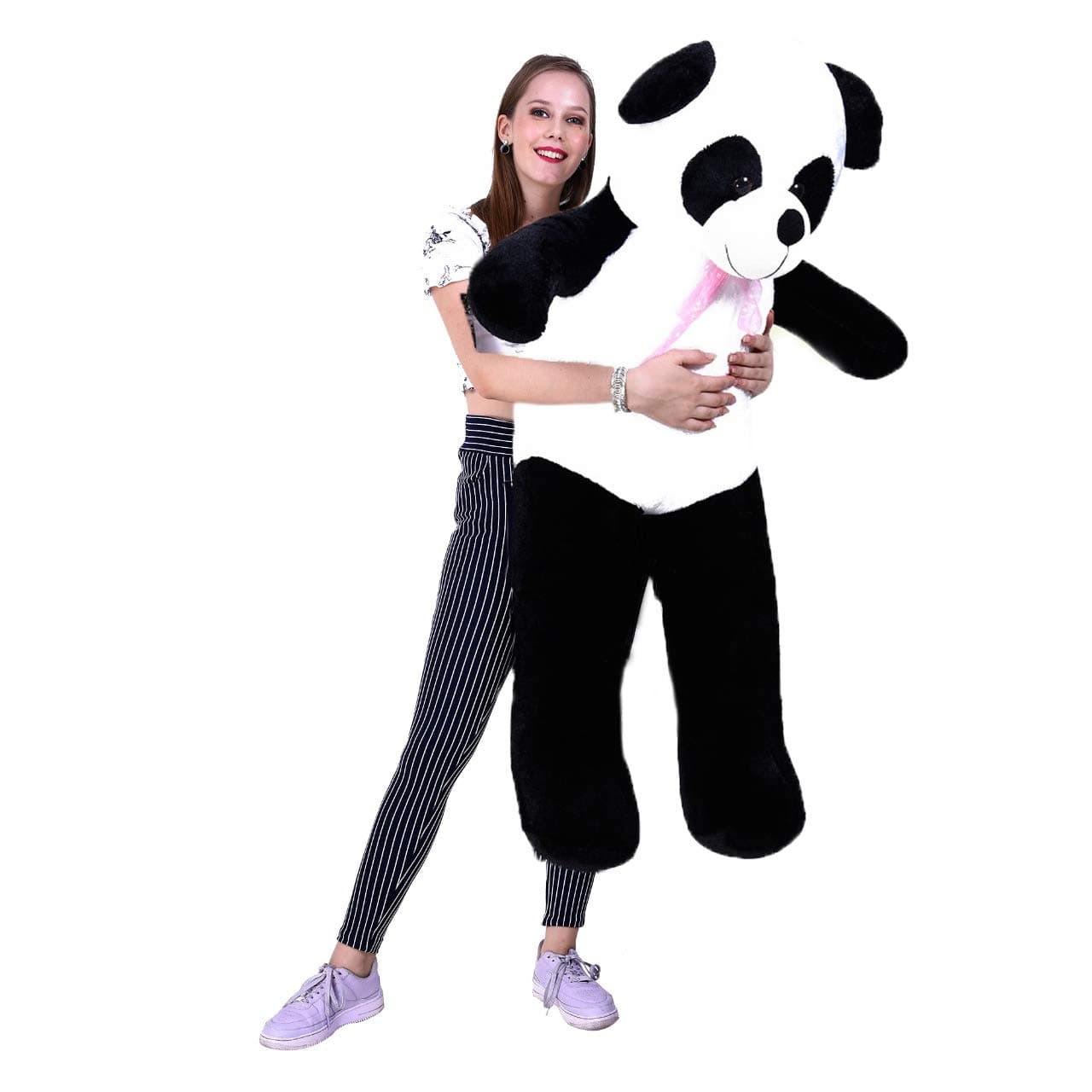 Soft Plush Fabric Teddy Bear with Neck Bow 4 Feet (120 cm) Black&White panda (Black & white, 3 Feet)