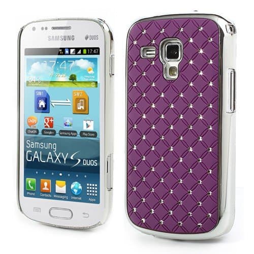 Fish Scale Rhinestone Hard Protective Case for Samsung Galaxy S Duos S7562 S7560 S7560M - Purple