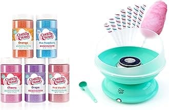 BB1000-S Cotton Candy Machine, with 5-11oz. Jars of Cherry, Grape, Blue Raspberry, Orange, Pink Vanilla Floss Sugar & 50 Paper Cones Easy to Use and Clean