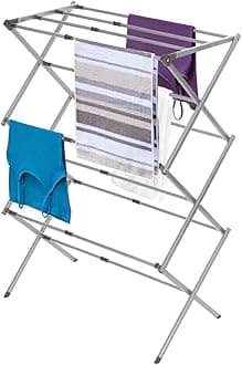 Laundry Organization Expandable/Collapsible Clothes Drying Rack. Essential for Camping/Trailers or Anywhere You Air Dry Laundry. Oversized for Multiple Garments, (Grey)