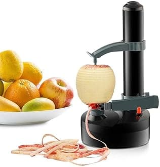 TOPCHANCES Multifunctional Automatic Electric Potato Peeler Automatic Rotating Fruits Vegetables Cutter Kitchen Peeling Tool for Fruit Vegetables Battery Powered (Black)