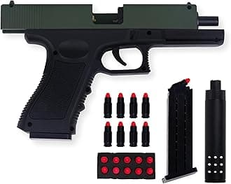 Gex Shooting Game Toy Guns for Kids & Adults Soft Bullets Blaster Gun Pistol with Foam Darts Jump Ejecting Mag Indoor Outdoor Play Toys (Minimum Age 10 Years)