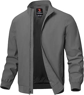 Mens Lightweight Jackets Light Windbreaker Full Zip Casual Work Jacket Golf Business Fall Track Coat with Pockets