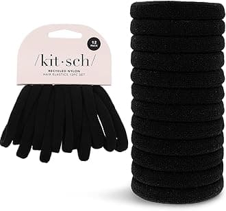 Nylon Hair Ties No Damage - Stretchable Hair Bands for Strong All-Day Hold, Ponytail Holders | Hair Accessories for Girls | Ideal Gifts for Women - Black, 12 Pcs
