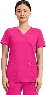 Cherokee Scrubs Top for Women Mock Wrap with 3 Pockets, Soft, 2-Way Stretch & Durable Fabric - WW610