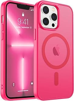 Magnetic for iPhone 13 Pro Max Case, [Compatible with MagSafe] [Military Grade Drop Protection] Translucent Matte Shockproof Anti-Scratch Phone Case, Hot Pink