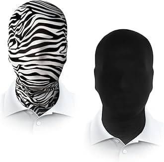 JEGERMIGJEGERMIG 2 Pieces Black Full Face Mask Halloween Spandex Adult Hood Faceless Morph Head Cloth