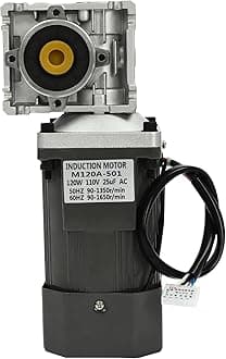 Electric Gear Motor 120W 60HZ 90-1650r/min/50Hz 90-1350r/min 80K Worm Gear Reducer Gearbox High Torque with Adjustable Speed Reversing Function&Self-Locking Function