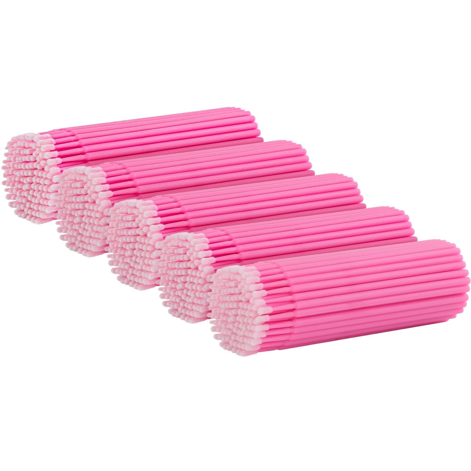 Tbestmax 500 Pcs Disposable Micro Applicator Brush Micro Swabs, Eye Lashes Mascara Wands for Eyelash Extension Pink