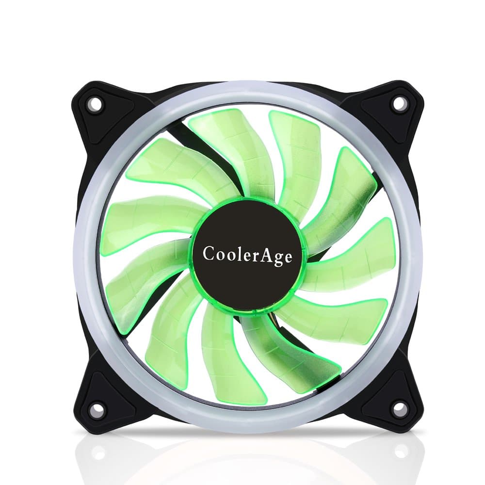 CoolerAge CF12025 Cooler Computer LED Fan 120mm Cooling Fan for Computer Case CPU Cooler Water Cooling DC 12v 1200RPM 3 Pin Fan (Green)