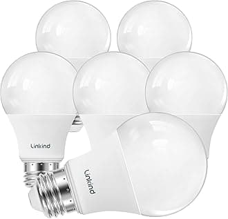 Linkind A19 LED Light Bulbs Dimmable, 60W Equivalent, Energy Efficient 9W, 2700K, 800 Lumens, E26 Standard Base, Lighting for Bedroom Living Room Home Office, 6 Packs