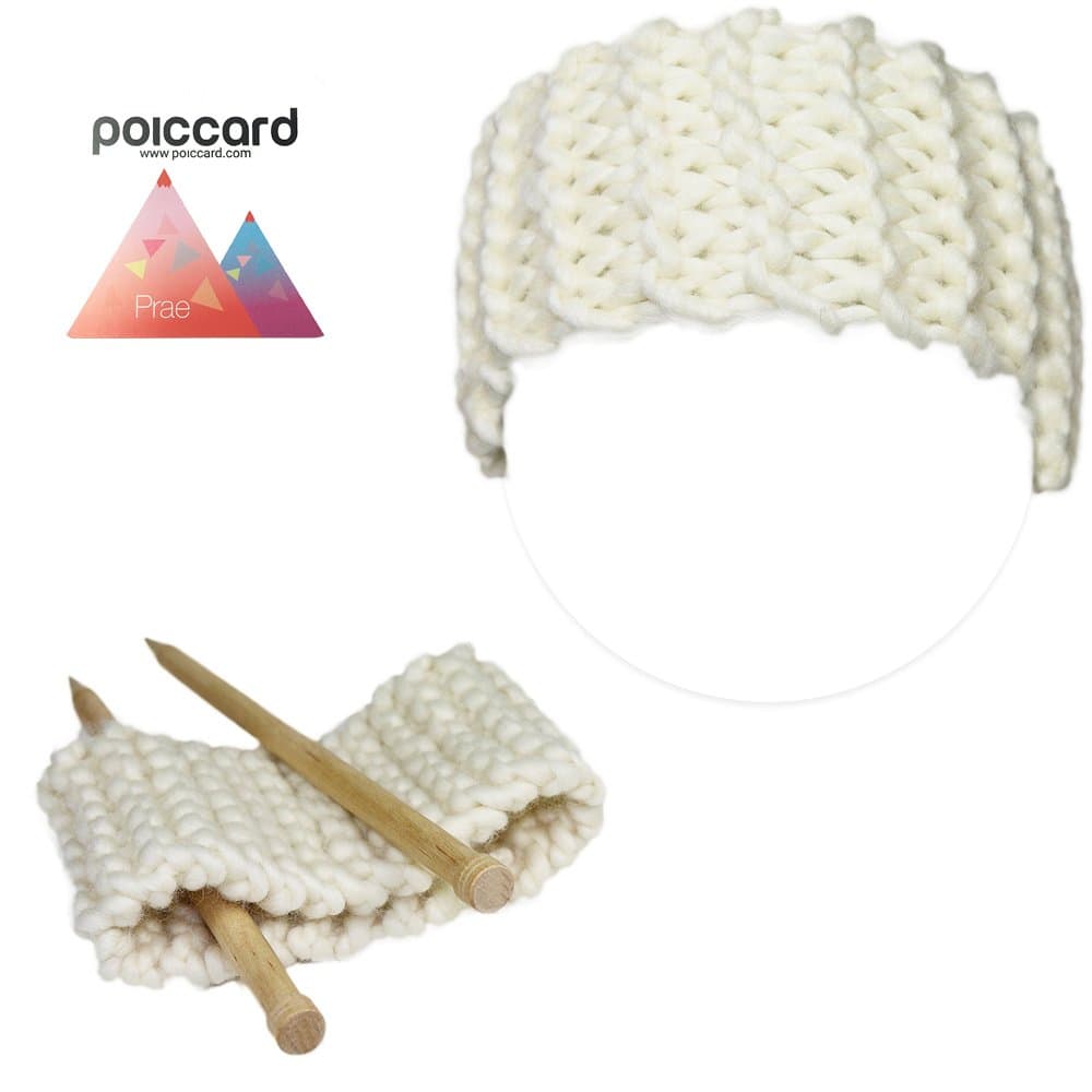 Knitting set for beginners - A kit to knit a headband - Big white wool from Peru - Explanation (FR, EN, ES, DE, IT)
