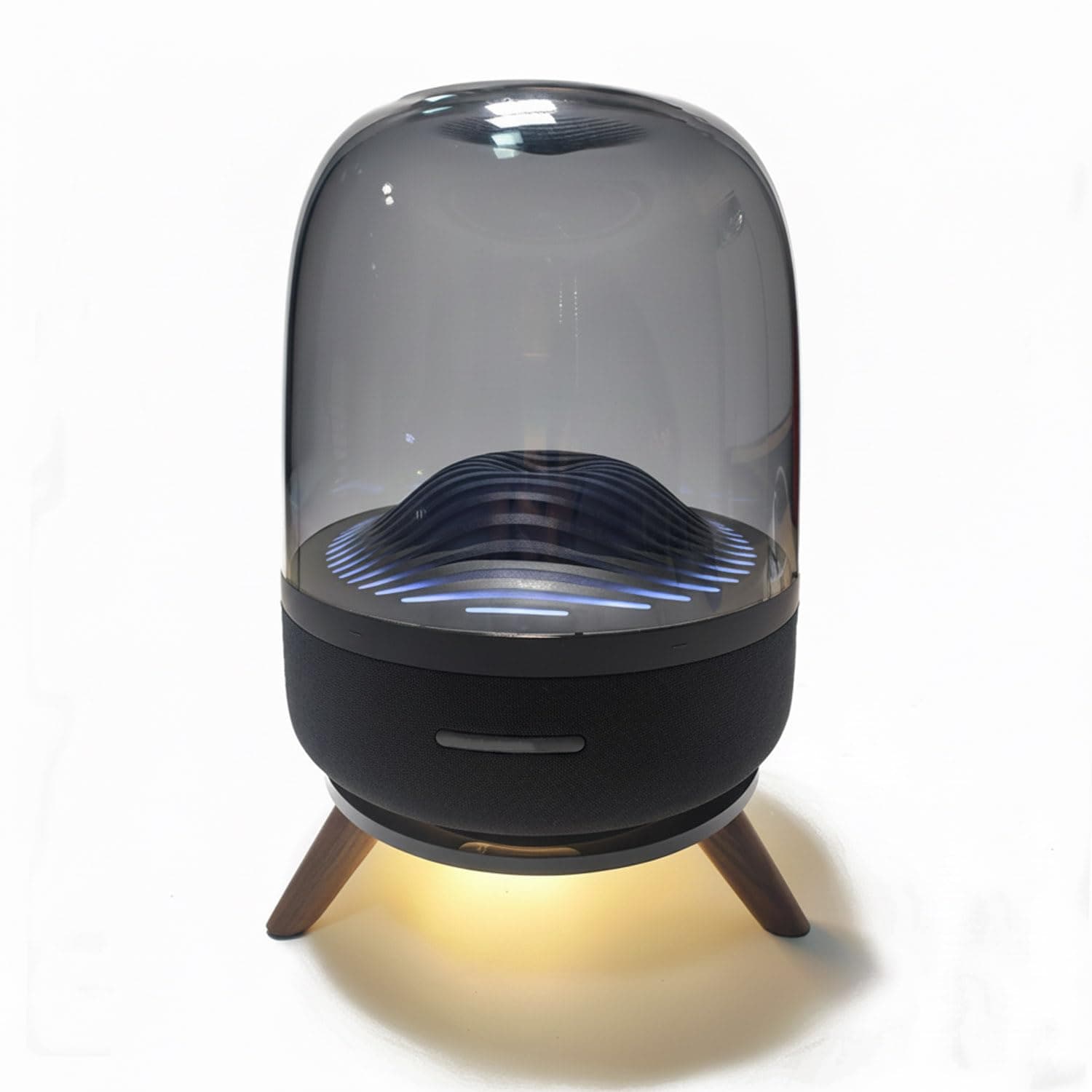 LeongLzt Premium Speaker Stand for Harman Kardon Aura Studio 2, 3, 4 & SoundSticks 4 Speakers - Acrylic & Wood, Black, LED Lighting, Universal Fit