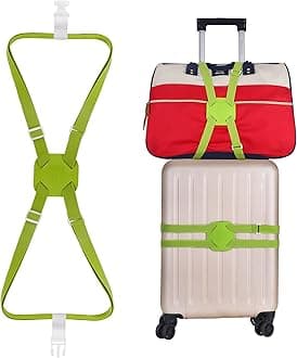 GUANJUNX Luggage Straps Bag Bungees for Add a Bag Easy to Travel Suitcase Elastic Strap Belt Long Green (Gb-002)