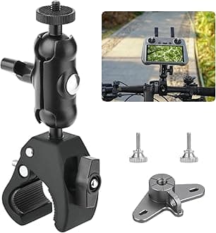 Bike Holder Mount Adapter for DJI RC 2/ RC Controller,360° Dual Ball Head Motorcycle Handlebar Holder Clamp for DJI Mini 4 Pro/Mini 3 Pro/Air 3/Mavic 3 Pro Smart Remote Controller, Black