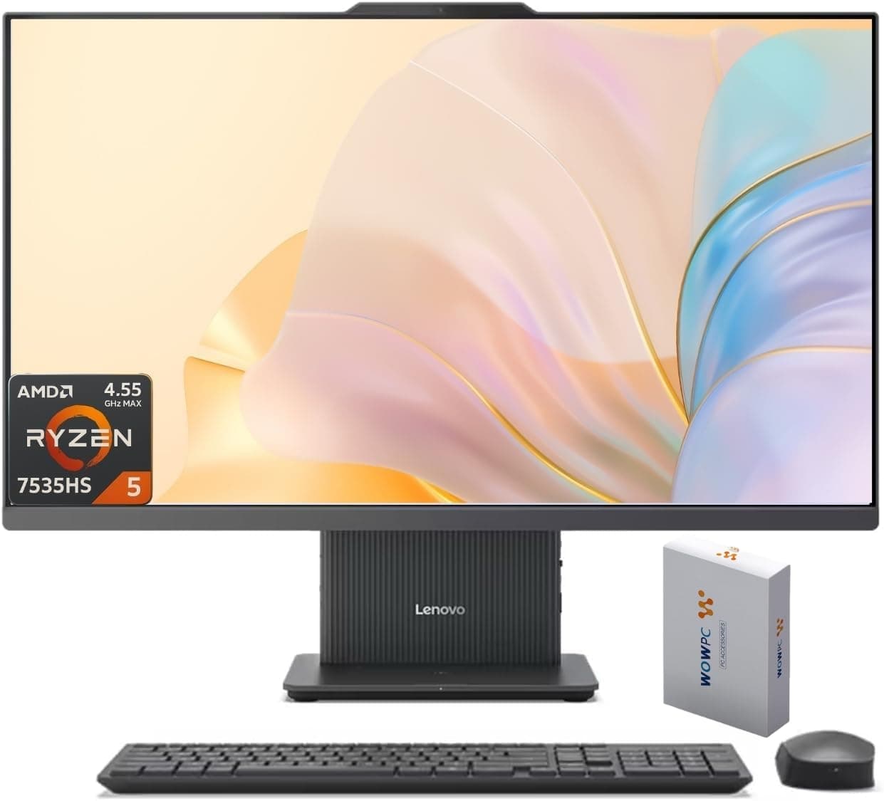 IdeaCentre Business All-in-one Computer, 23.8" FHD IPS Display, AMD Ryzen 5 7535HS (Up to 4.55GHz), 16GB DDR5 RAM, 1TB PCIe SSD, Wi-Fi 6, USB-C, HDMI in&Out, Bundle 500GB External Drive