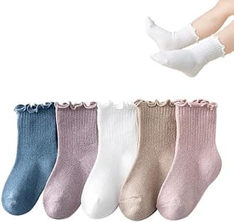 WATOCHEBaby Toddler Girls Ruffle Socks Newborn Infant Girl's Knee High Solid Cotton Long Socks