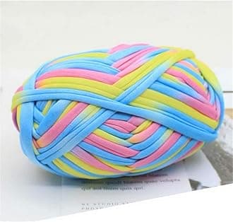 1 PCS Colorful T-Shirt Yarn Knitting Yarn Fabric Crochet Cloth for DIY Knitted Fabric Art (#50 Pink&Yellow)