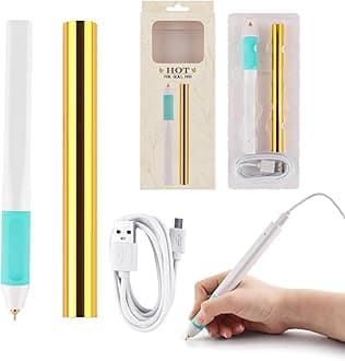 Hot Heated Foil Pens & Hot Foil Roll Set for Card Making Craft Scrapbooking Drawing Pen with USB Cable DC5V Write, Draw, Trace, and Stencil Your Way to Shiny Foiled Beauty Using