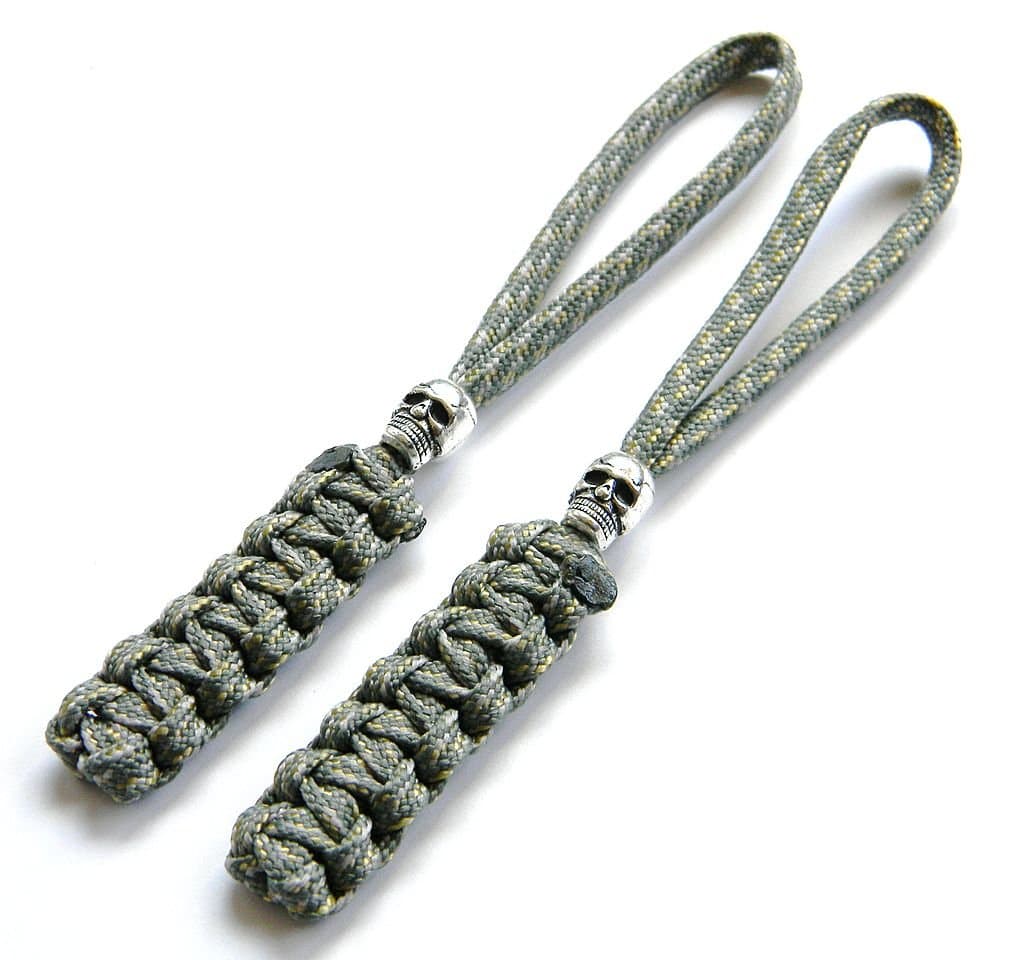 2 Digital ACU Paracord Zipper Pulls or Knife Lanyards With Skull Alloy Bead