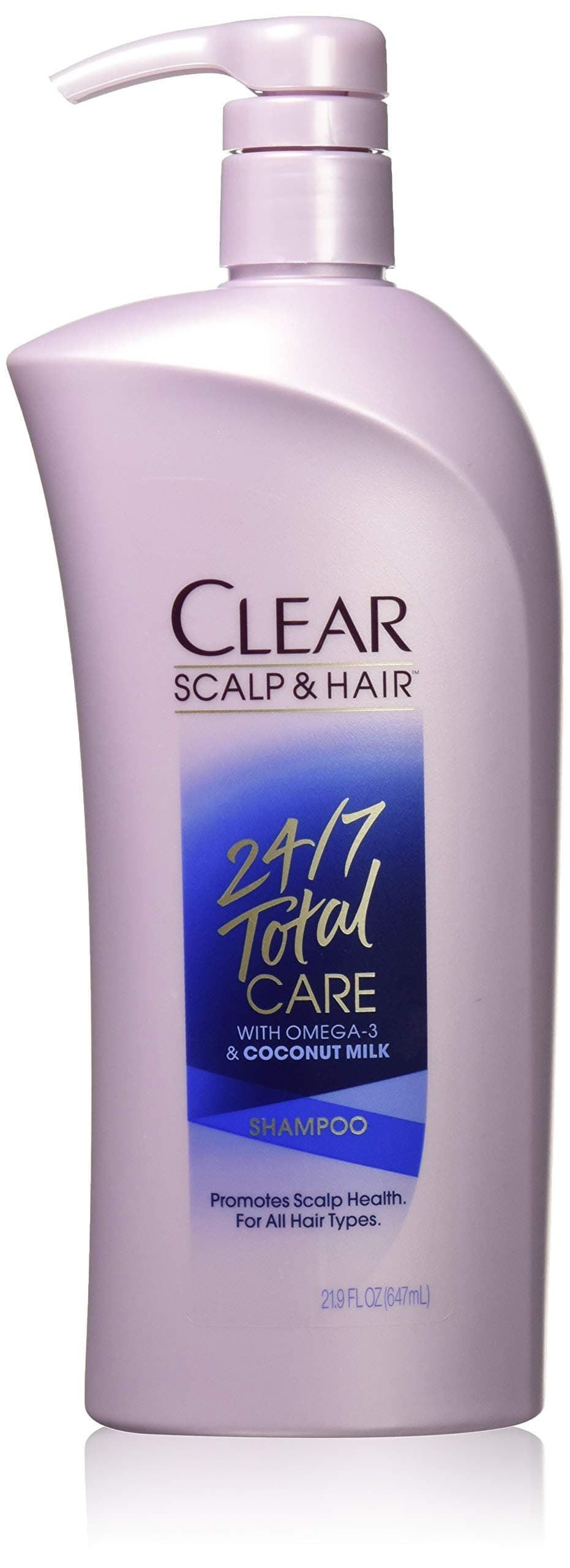 Clear Shampoo With Pump, 24/7 Total Care, 21.9 Ounce (Pack of 4)