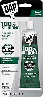 All Purpose 100% Silicone Adhesive Sealant, Clear, 2.8 oz (7079800755)