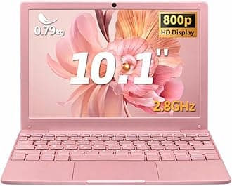 Small Mini Laptop, 10.1 inch (0.79 kg), Ultra Thin and Lightweight Notebook Laptops, Celeron N4020, 8GB DDR4 256GB,TF Card,USB 3.0,Type-C,Perfect for Kids and Adults Computer - Pink