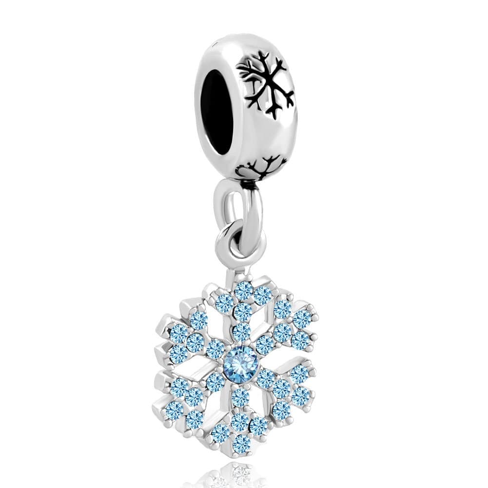 Snowflake Merry Christmas Dangle Charm Bead For Bracelet
