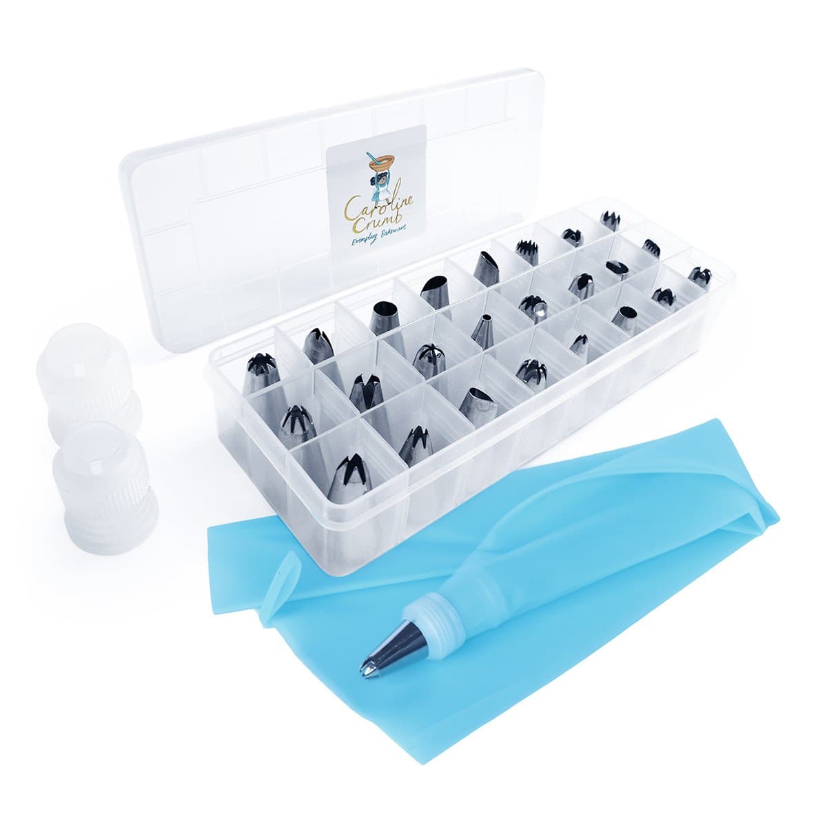 27 Piece Cake Decoration Icing Tips Set With Piping Bag - Stainless Dispenser Nozzle Kit For Professional Baking Decorating. Tools Supply and Storage Case. Child Safe Sugar Craft family friendly.