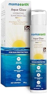 – Aqua Glow Hydrating Sunscreen Gel with Himalayan Thermal Water & Hyaluronic Acid | SPF 50 PA++++ | Protects Against UV Rays & Blue Light | Lightweight, Hydrating Formula | 50g (Pack of 1)