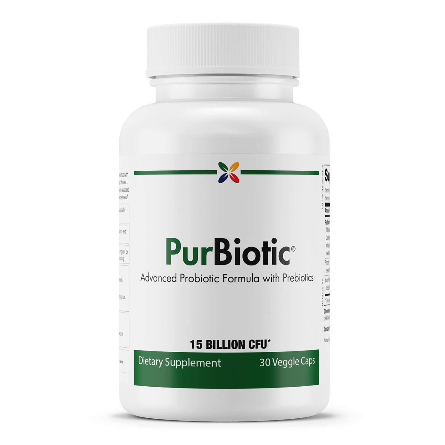 Stop Aging Now - PurBiotic® 15 BILLION CFU (PROWPT) - Advanced Probiotic Formula with Prebiotics - 30 Veggie Caps