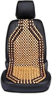 Zento Deals Wood Beaded Comfort Seat Cushion Seat Cover- Double Strung Ultra Comfort Massaging Car Seat Cushion for Car, Truck, or Office Chair