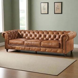 Classic Leatherette Chesterfield Sofa Set, Button Tufted, Classic Style, Tuffted Polished Sofa Set For Living Room, Bedroom, Hallways (3 Seater),Brown