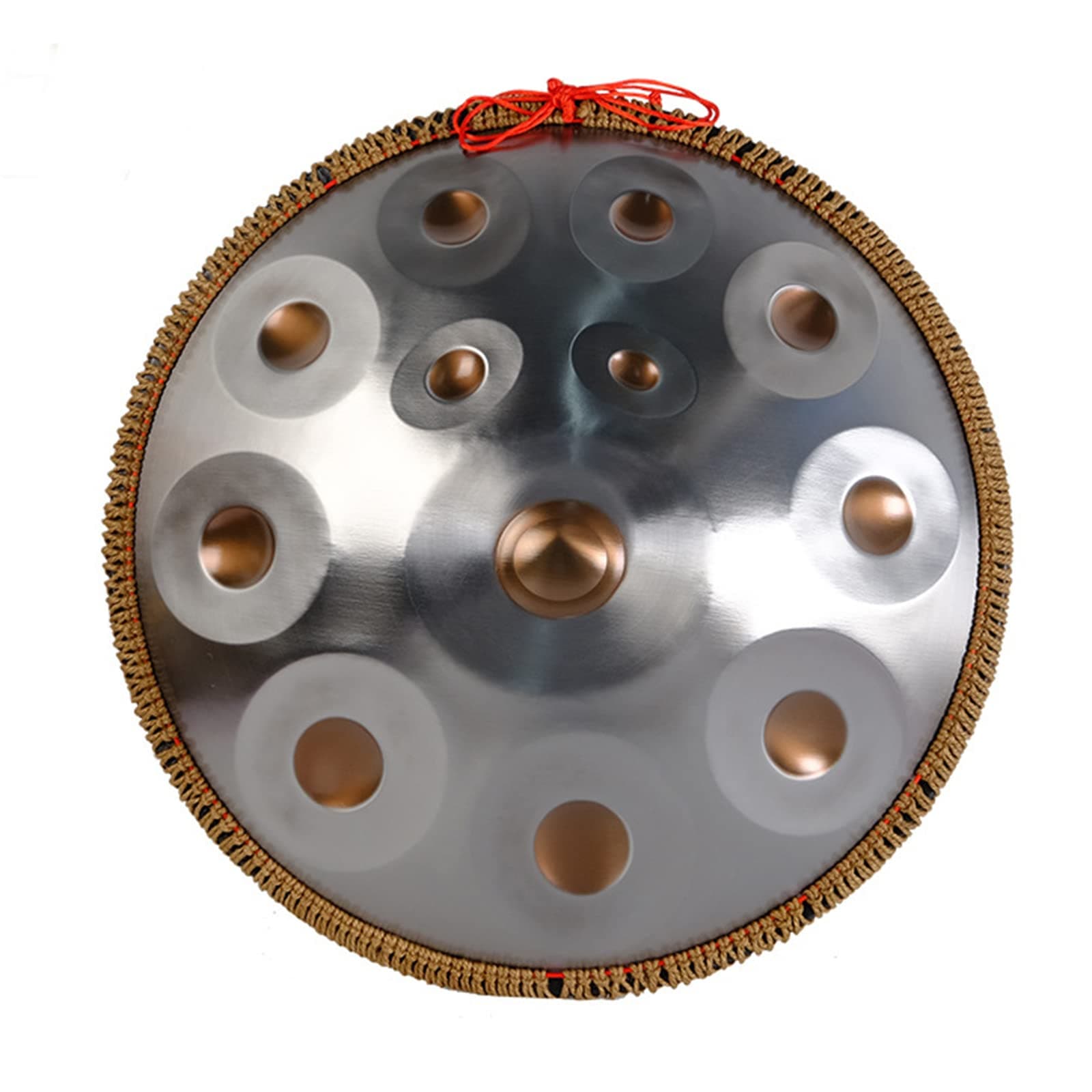 Silver Harmonic Handpan Drum In D Minor 12 Tones, 22 Inch Hand Pan with Bag, Handpan Drum Sound Performance with Drum Bag, Harmonic Percussion, for Sound Healing, Personal Meditation