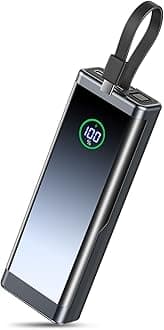 Portable Charger 40000mAh Power Bank with Built-in USB-C Cable, 22.5W Fast Charging External Battery Pack, Portable Phone Charger for iPhone 16 15 14 13/ Galaxy S24 S22- Black,1 Pack