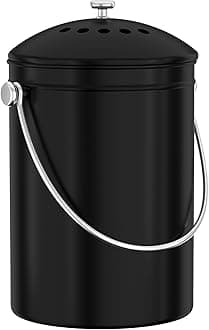 Utopia Kitchen Compost Bin for Kitchen Countertop - 1.3 Gallon Compost Bucket for Kitchen with Lid - Includes 1 Spare Charcoal Filter (