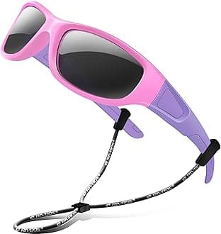 RIVBOS Kids Sunglasses Polarized UV Protection Flexible Rubber Glasses Shades with Strap for Boys Girls RBK037