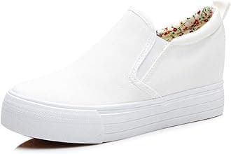 SATUKI Hidden Wedge Sneakers for Women Slip on Fashion High Heel Shoes Casual Platform Loafers