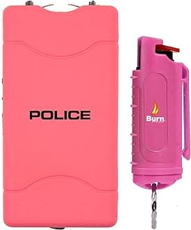 Police Stun Gun Burn Pepper Spray Combo Women Men Self Defense - 800 Pink