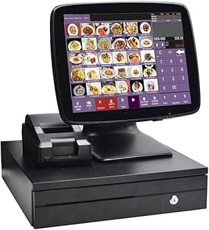 MEETSUN POS System,Cash Register for Restaurant,Includes Touch Screen,80MM Thermal Printer,Cash Drawer,Windows 10,POS Software (700-LS004)