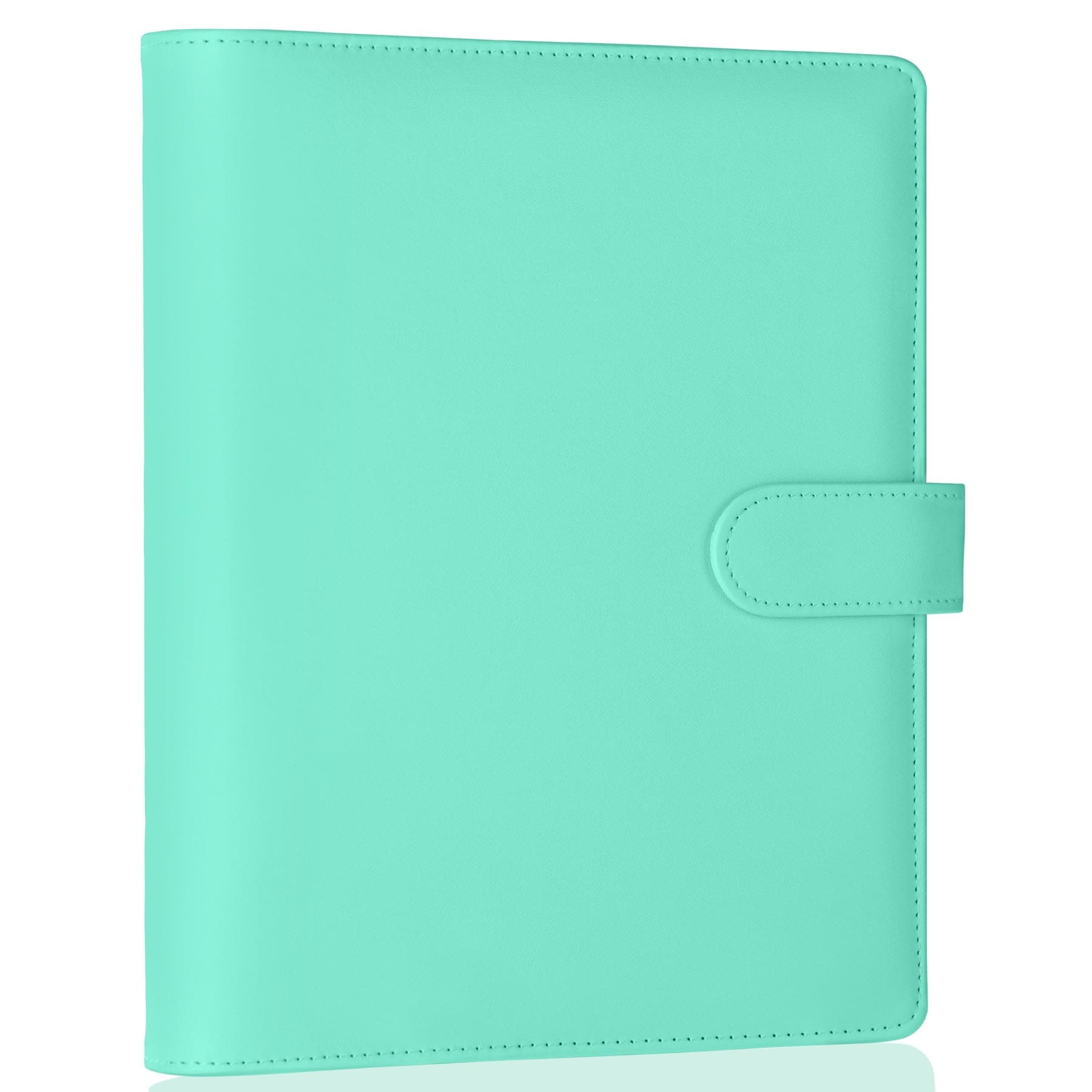 Antner A5 Notebook Binder 6 Ring Refillable Budget Planner Cover for Cash Organizer, PU Leather Loose Leaf Photocard Holder Aesthetic Binder with Magnetic Buckle for A5 Planner Inserts, Light Green