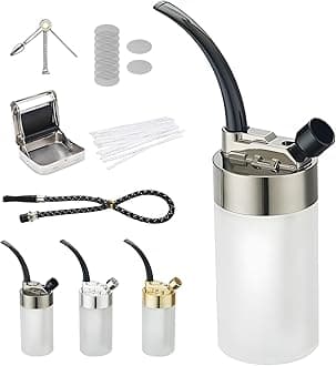 Portable Glass Hookah Set - Mini premium Handheld Glass Hookah with Hose & Travel Accessories, Easy-Clean Design for Suitable for single person use or On-the-Go Use(Black)